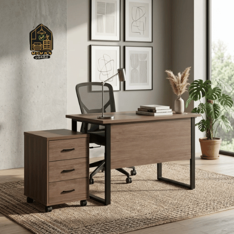 مكتب مكتبي عملي بأرجل معدنية وتصميم كلاسيكي متعدد الألوان