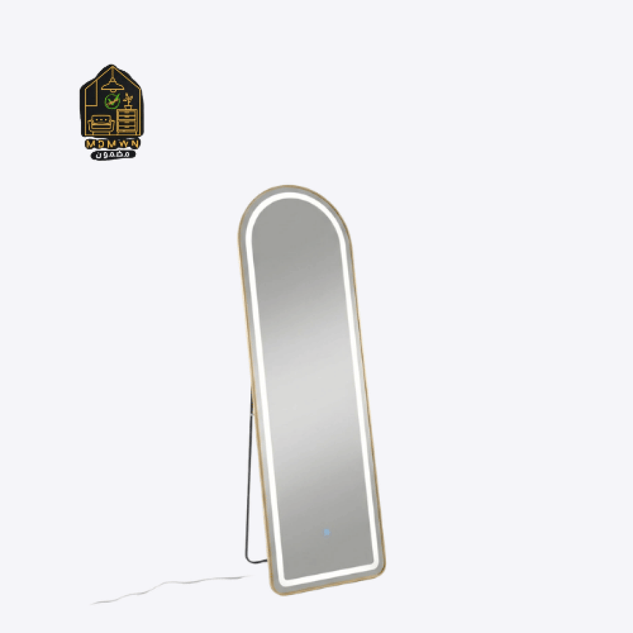 مراية أرضية بإضاءة LED وإطار ذهبي
