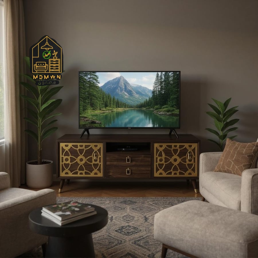 120cm Wooden Plasma Table with Metal Design