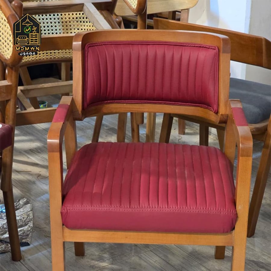 Modern wooden chair with padded seat and back