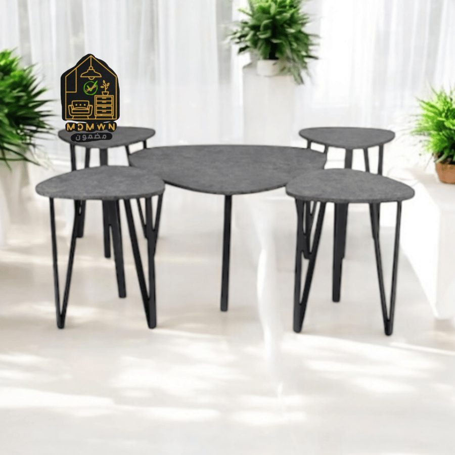 5 Piece Service Table Set Grey