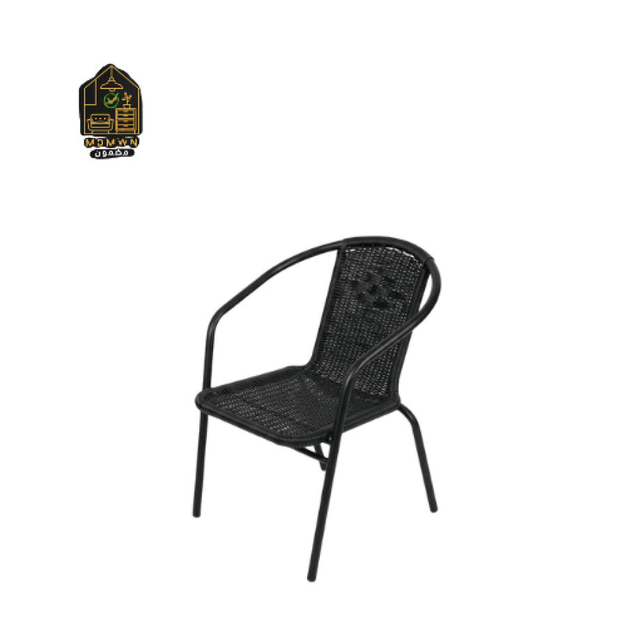 كرسي روتان مضفر بأرجل معدنية