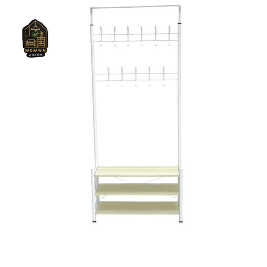 Modern hanger made of wood and iron - 3 shelves and 12 hangers