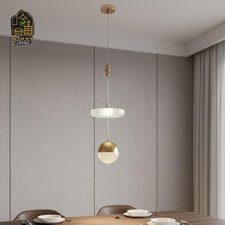 نجفة نصف كروية ذهبية بتصميم عصري فاخر