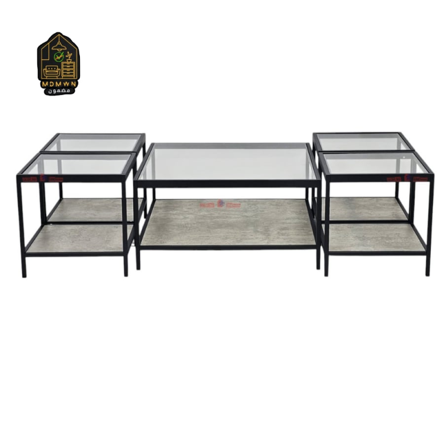 طقم طاولات شاي 4+1 مع زجاج