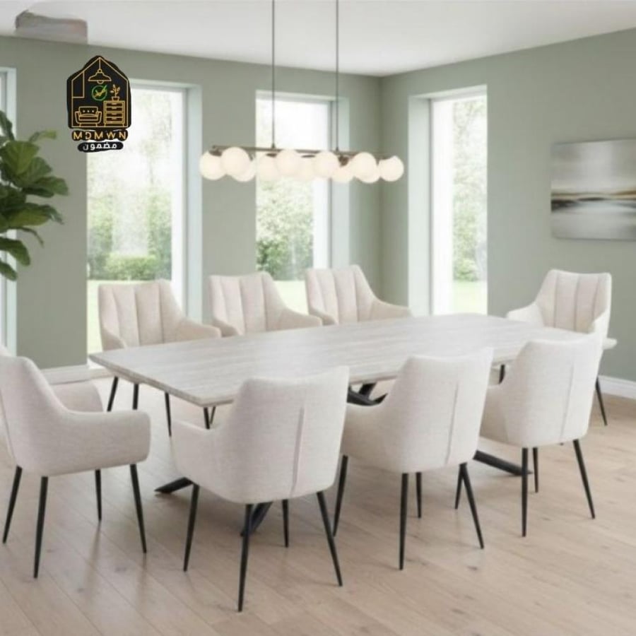 Modern dining set with 8 chairs
