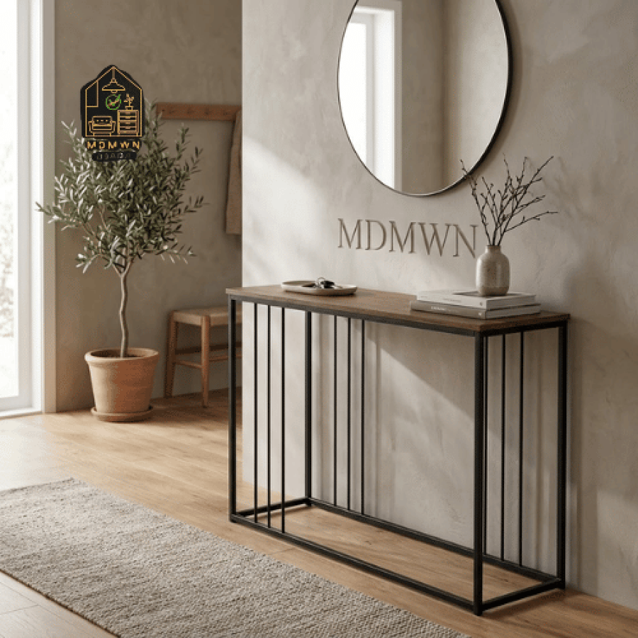 Iron and wood console with a stylish modern design