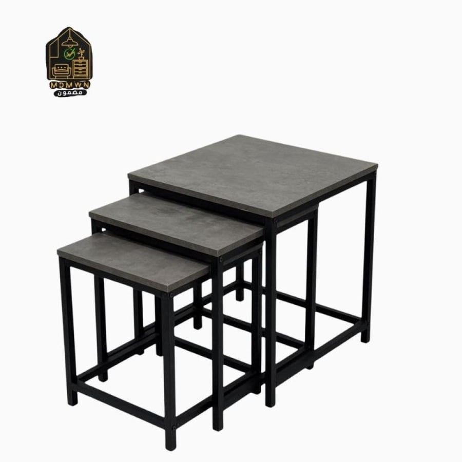 Elegant side table set with wooden top