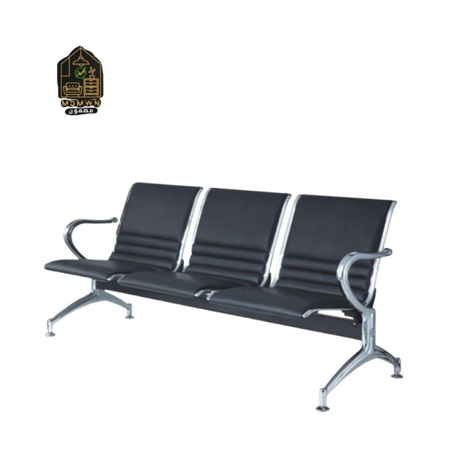 Full black triple waiting chair