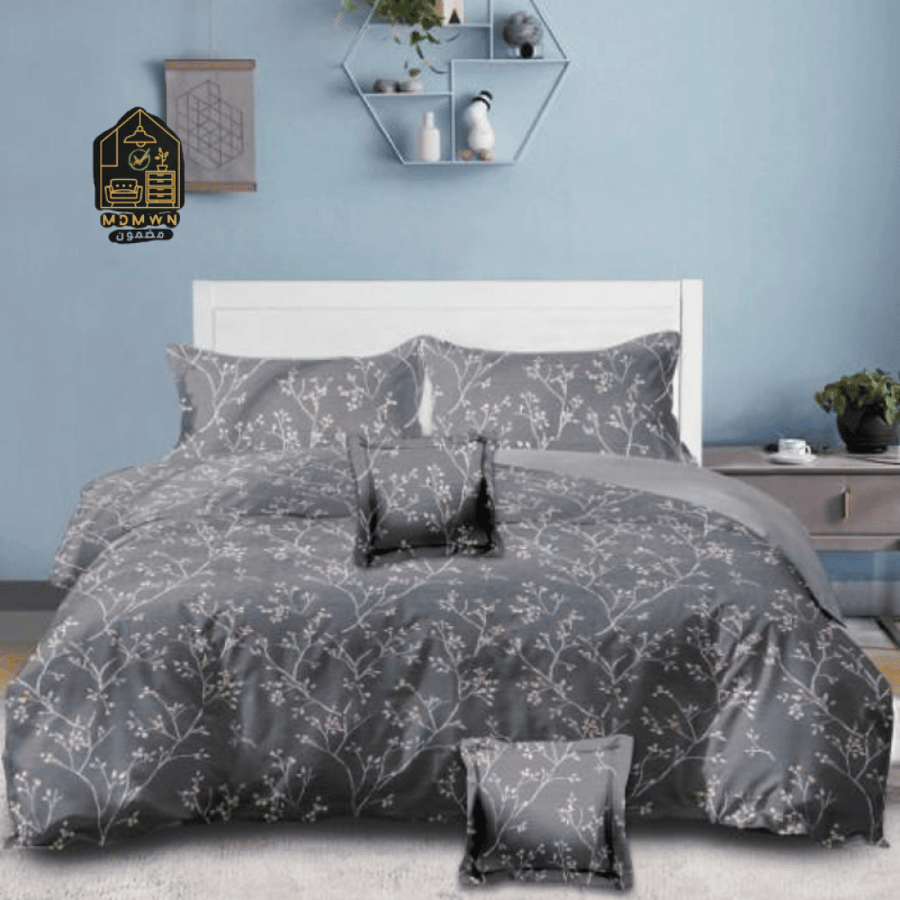 Luxury grey bedspread with leaf pattern, sizes