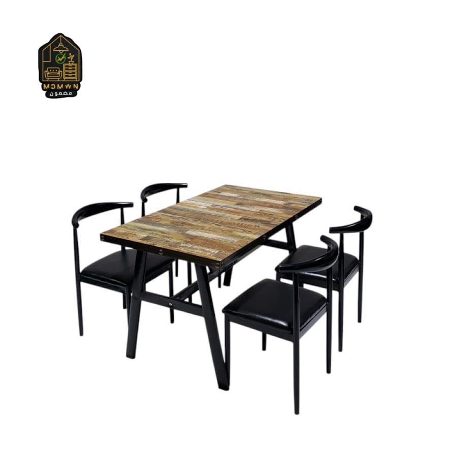 Modwin Style Set - Table and Chairs with Interlocking Wood Design