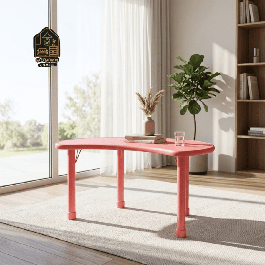 Plastic children's table with a crescent moon design in various colors