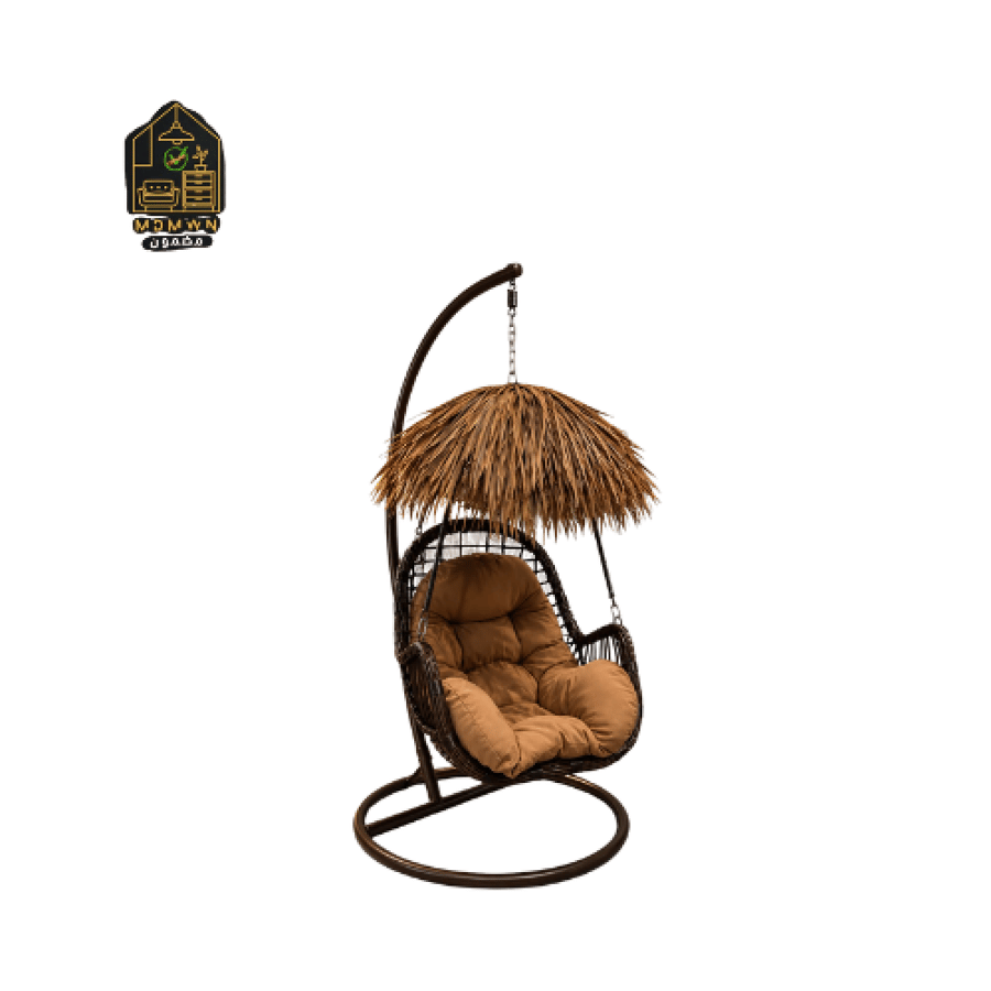 كرسي معلق استرخاء بغطاء نخيل تصميم استوائي