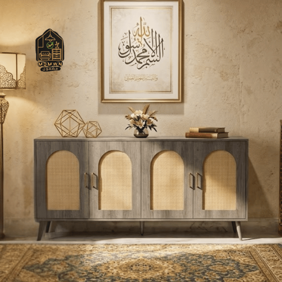 بوفية 4 أبواب بتصميم رطان مودرن
