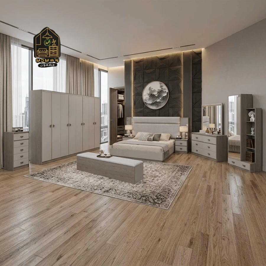 طقم غرفة نوم تصميم عصري جذاب وانيق