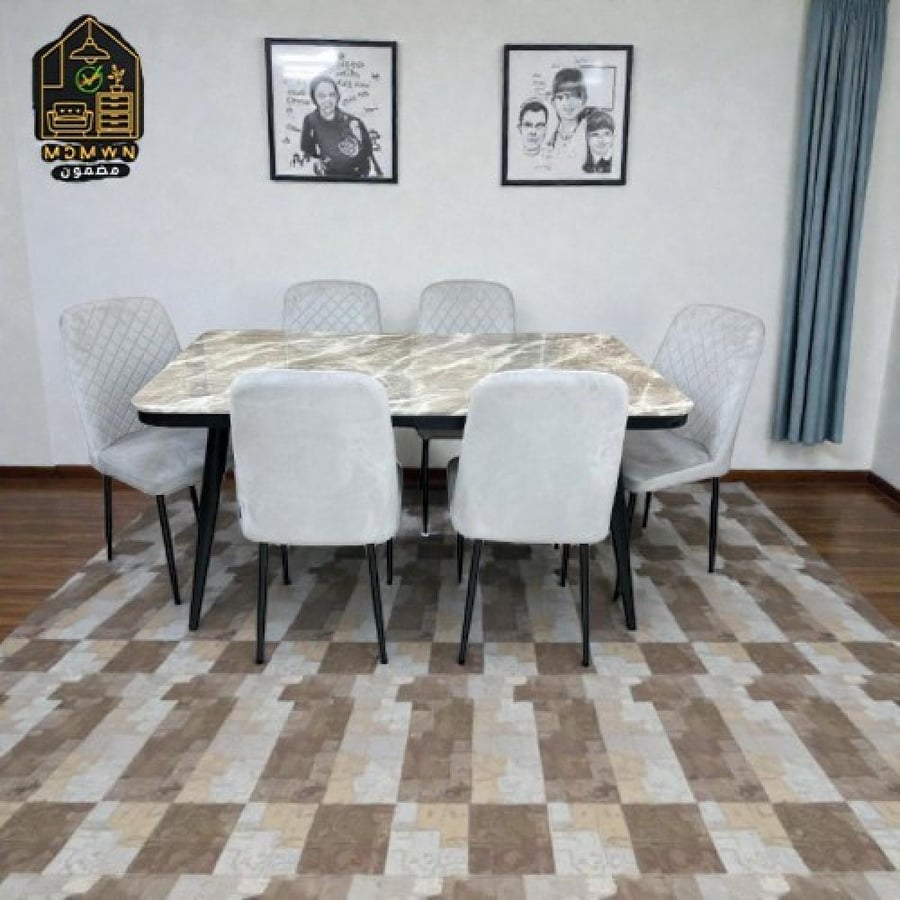 طقم سفرة مودرن فاخر - تصميم رخامي وألوان متعددة