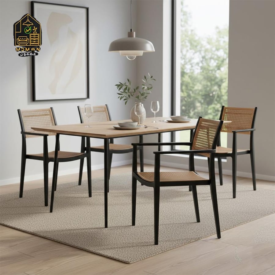 Black plastic chair with modern mesh backrest