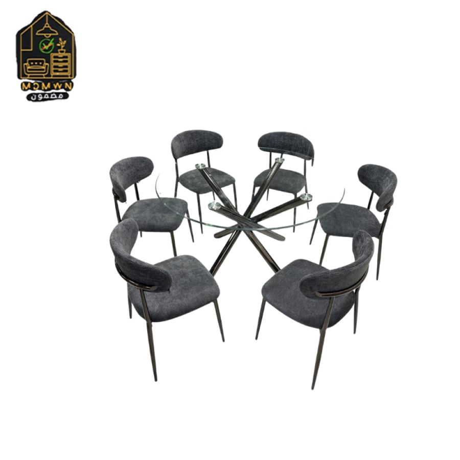 طقم طاولة طعام زجاجية دائرية مقاسات متعددة
