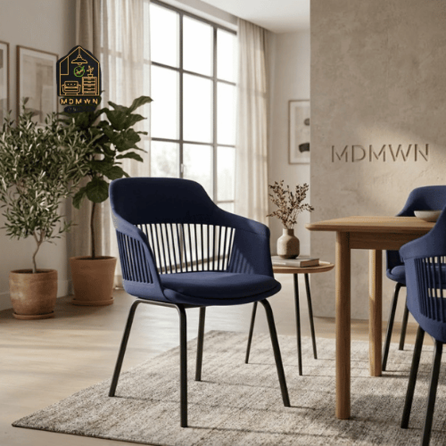 Modern chair with mesh backrest and a stylish, comfortable touch
