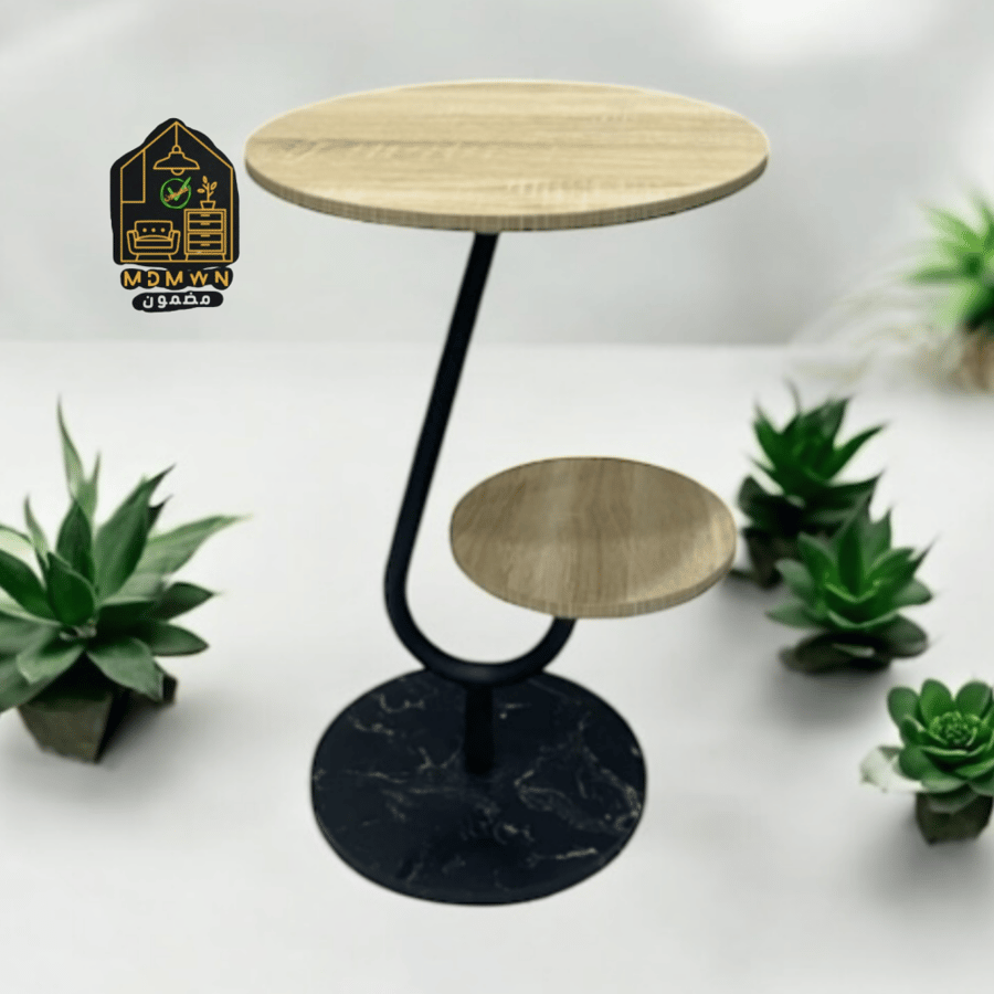 طاولة خدمة بتصميم منحني ورف جانبي