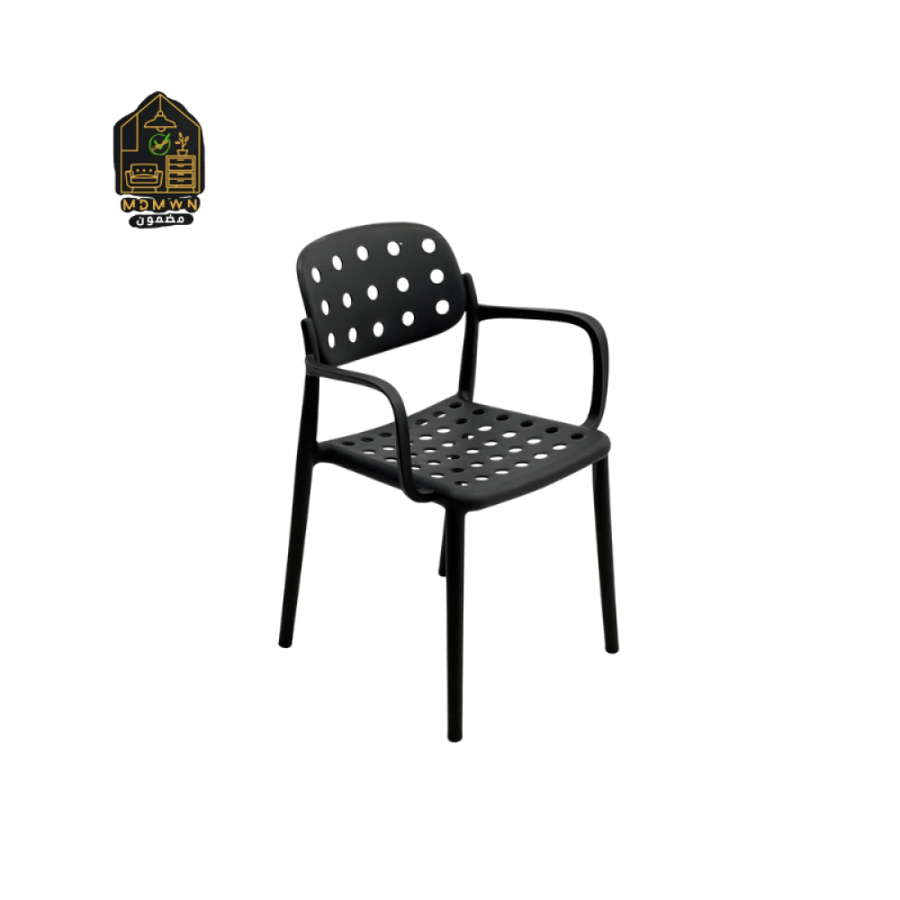Outdoor cafe chair with a polka dot design in multiple colors
