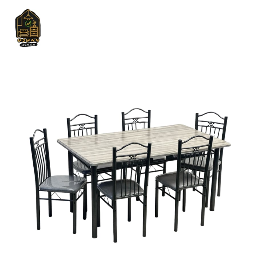 Dining table with 6 chairs, 150 cm