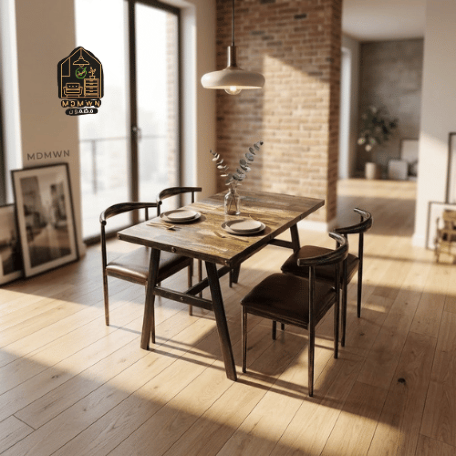 Modwin Style Set - Table and Chairs with Interlocking Wood Design