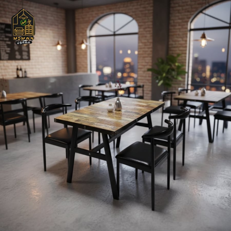 Modwin Style Set - Table and Chairs with Interlocking Wood Design