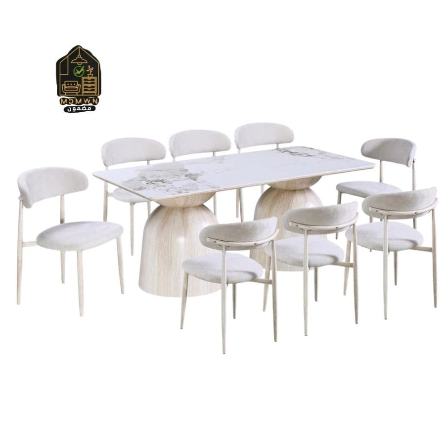 Modern ceramic dining table, available in various colors and sizes.