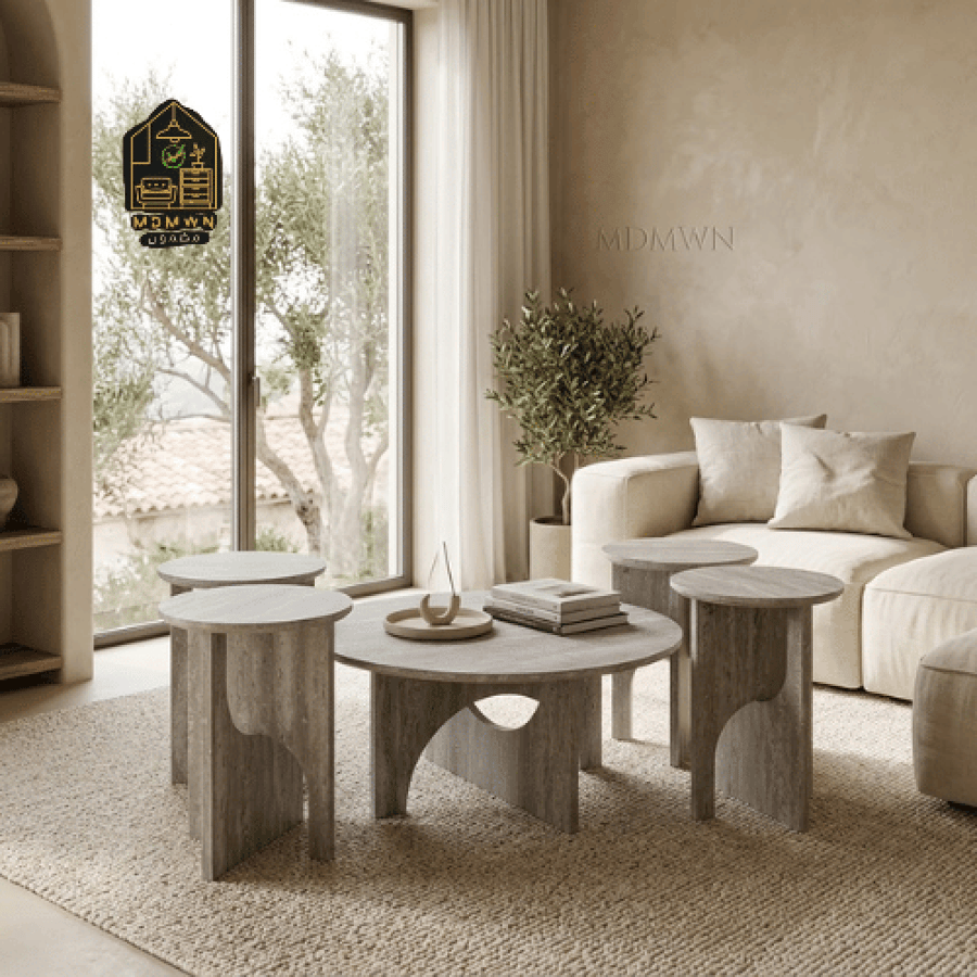 طقم طاولات وخدمة دائرية بتصميم عصري