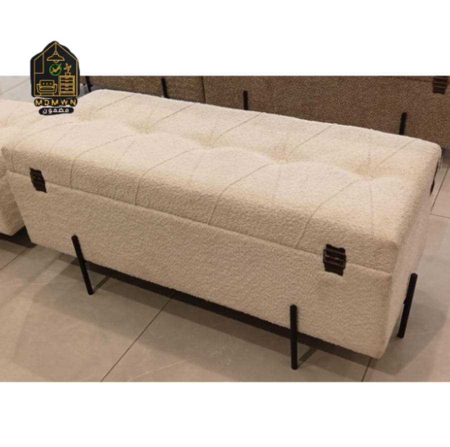 Brown box boucle sofa 110*43 cm