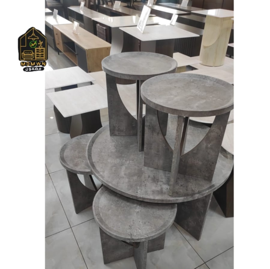 Luxury round wooden tea table set