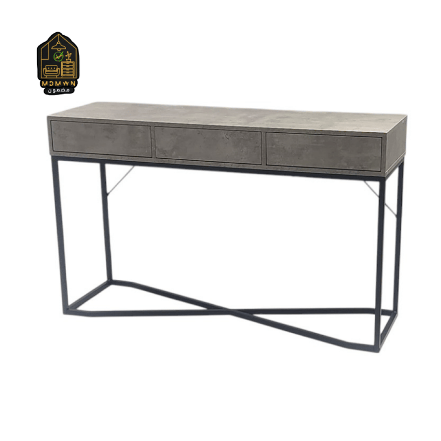 Wooden console table with a modern metal design