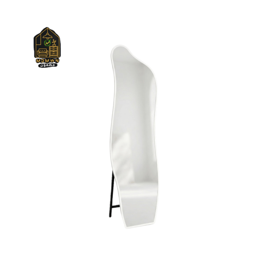 A stand mirror with a modern and distinctive design