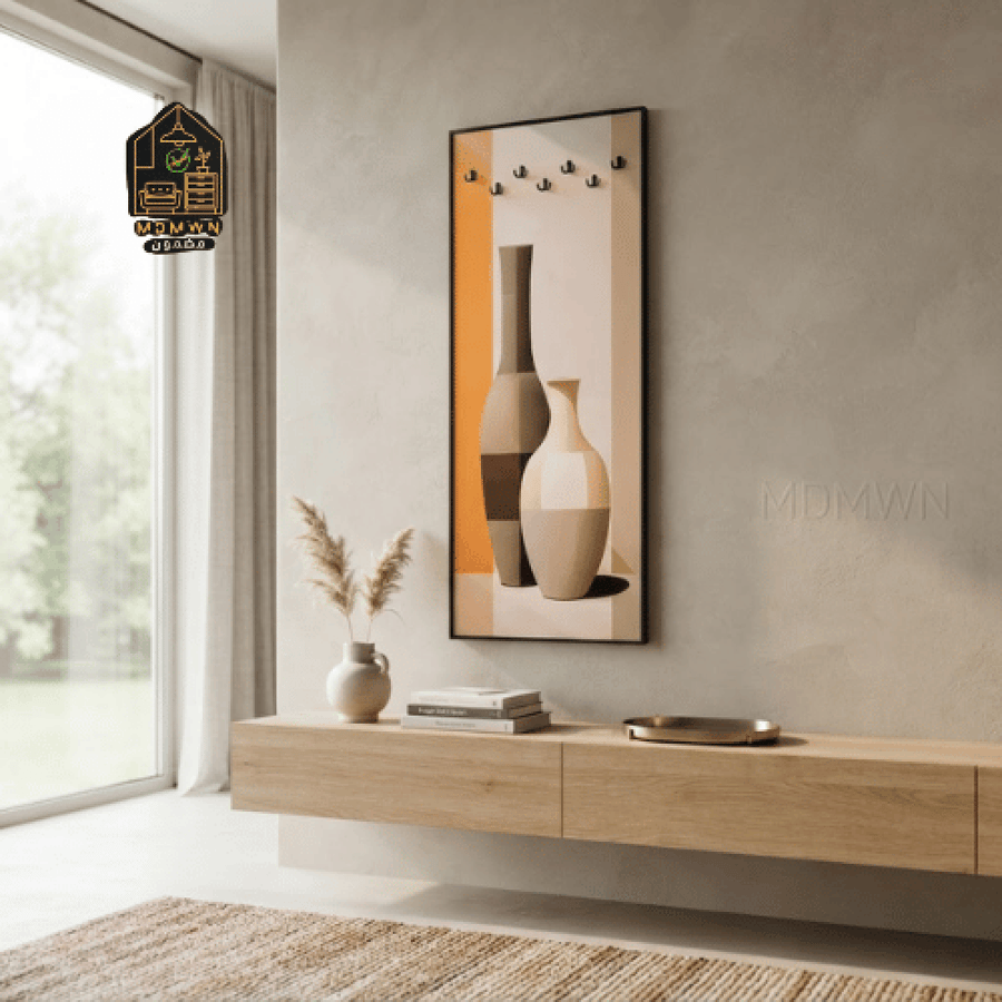 لوحة جدارية طولية بتصميم مزهريات
