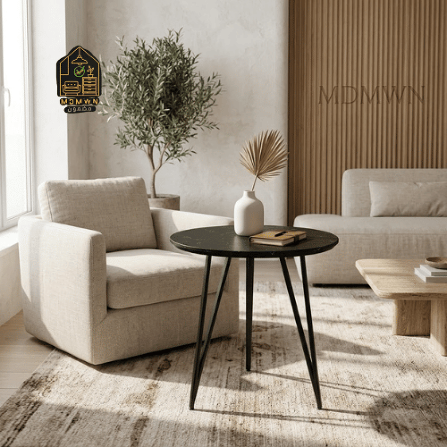 Black circular cafe table in different sizes