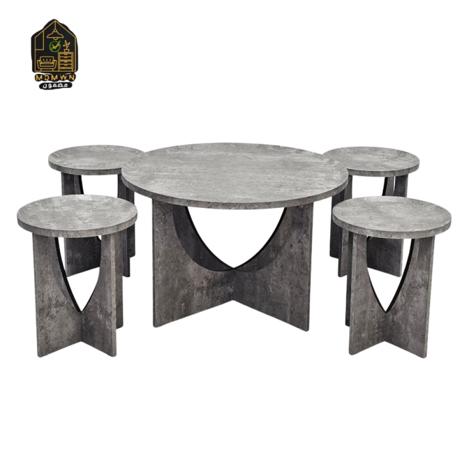 Luxury round wooden tea table set