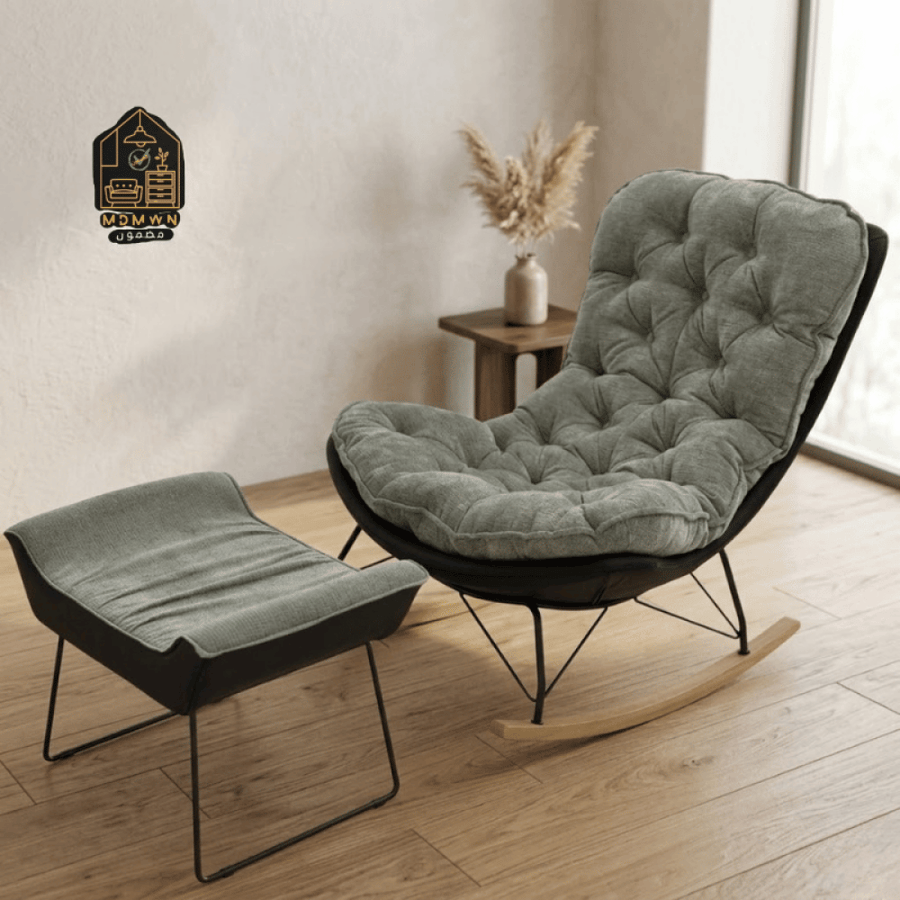 Modern rocking recliner chair with luxurious footrest