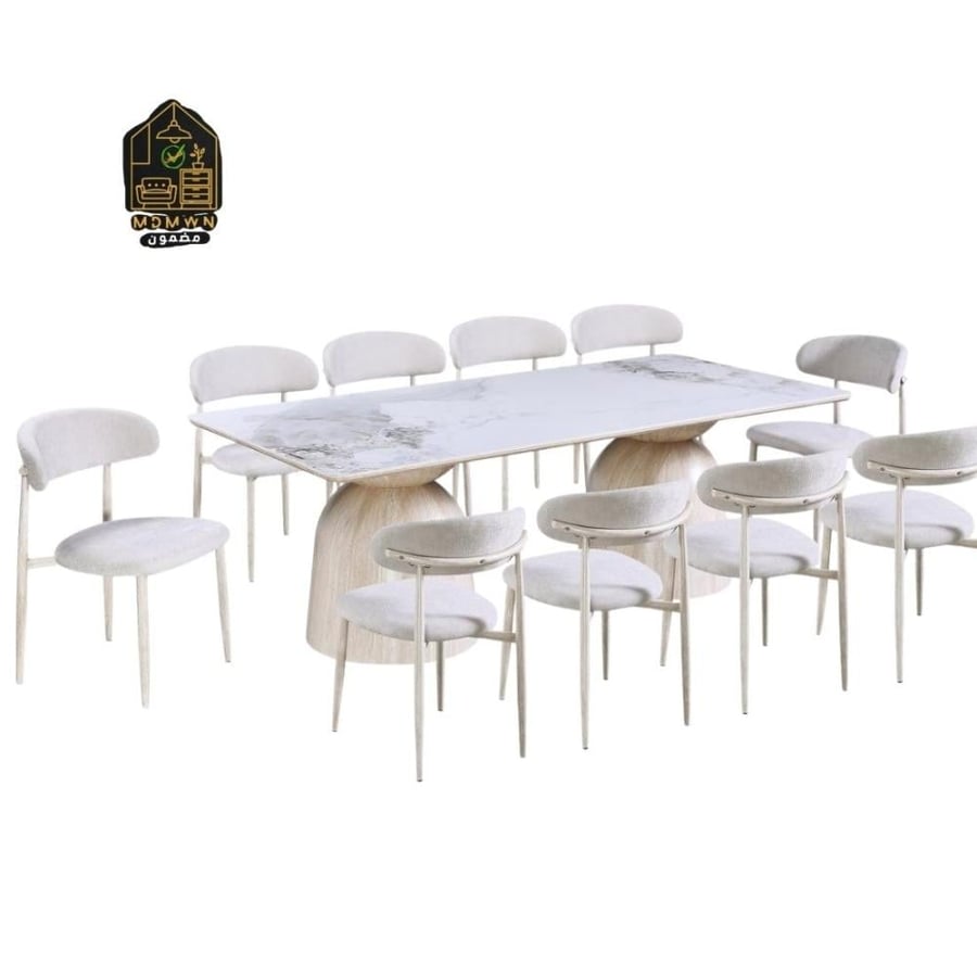 Modern ceramic dining table, available in various colors and sizes.