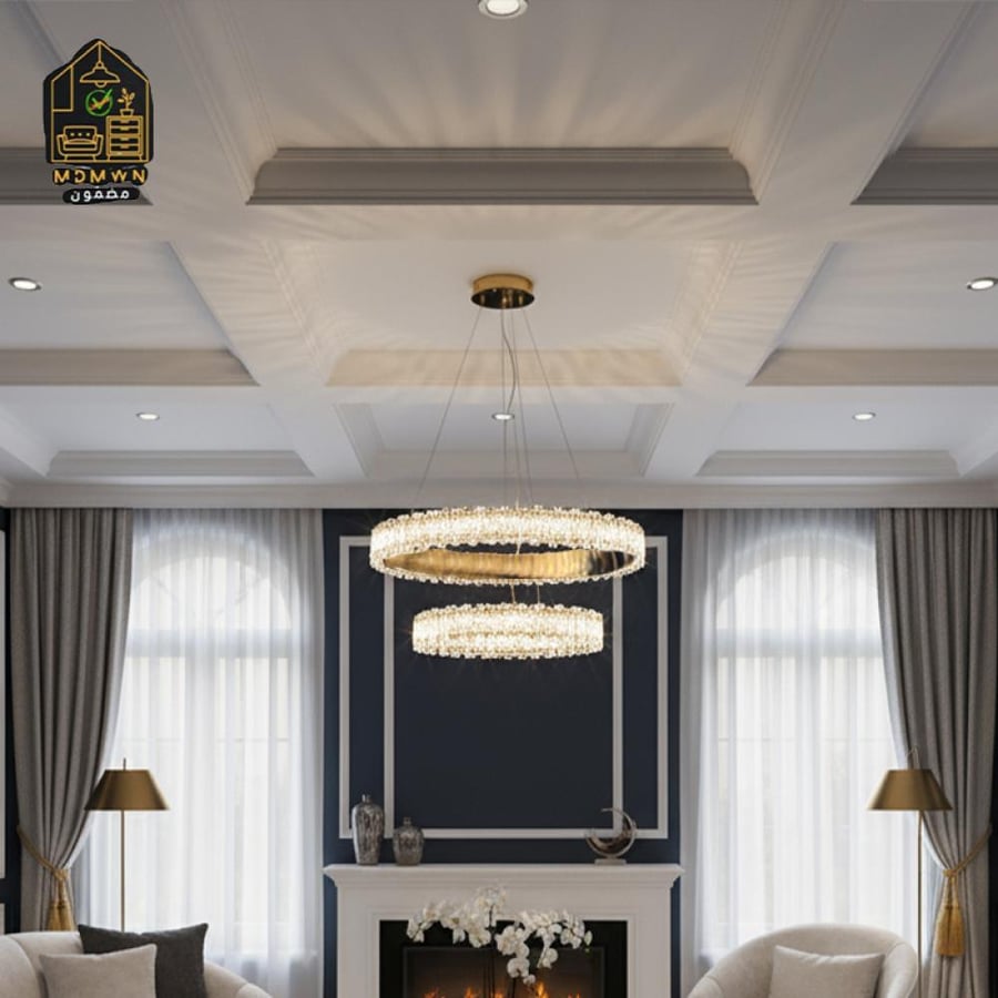 Luxury two-tiered crystal circular chandelier