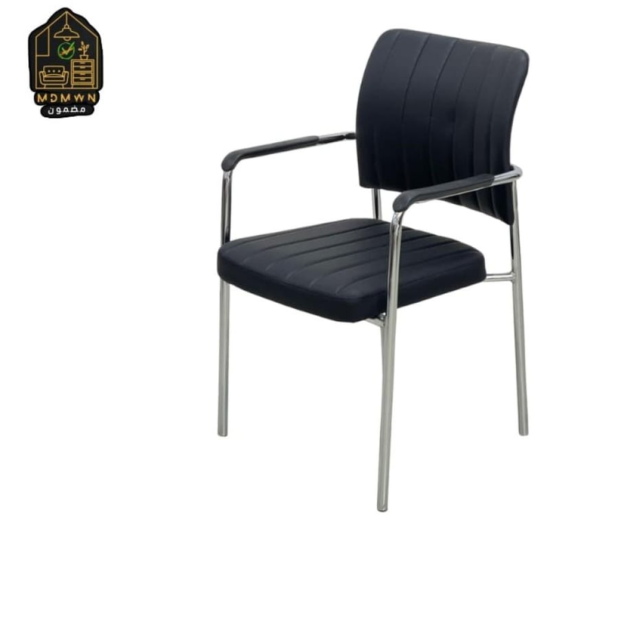 كرسي انتظار حديد بجلد فاخر ومسندين جانبيين الوان