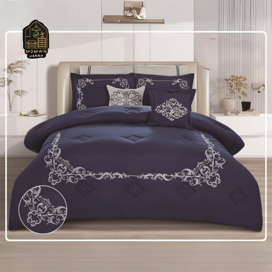 8-piece double bed set with luxurious embroidery