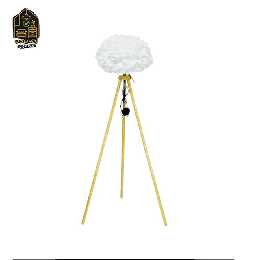 Tripod lamp with a soft feather flower design