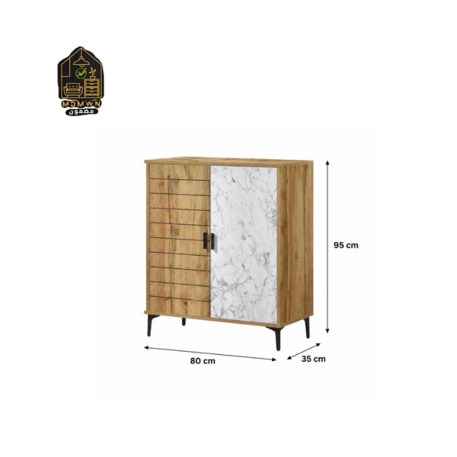 Modern marble-designed two-door shoe cabinet