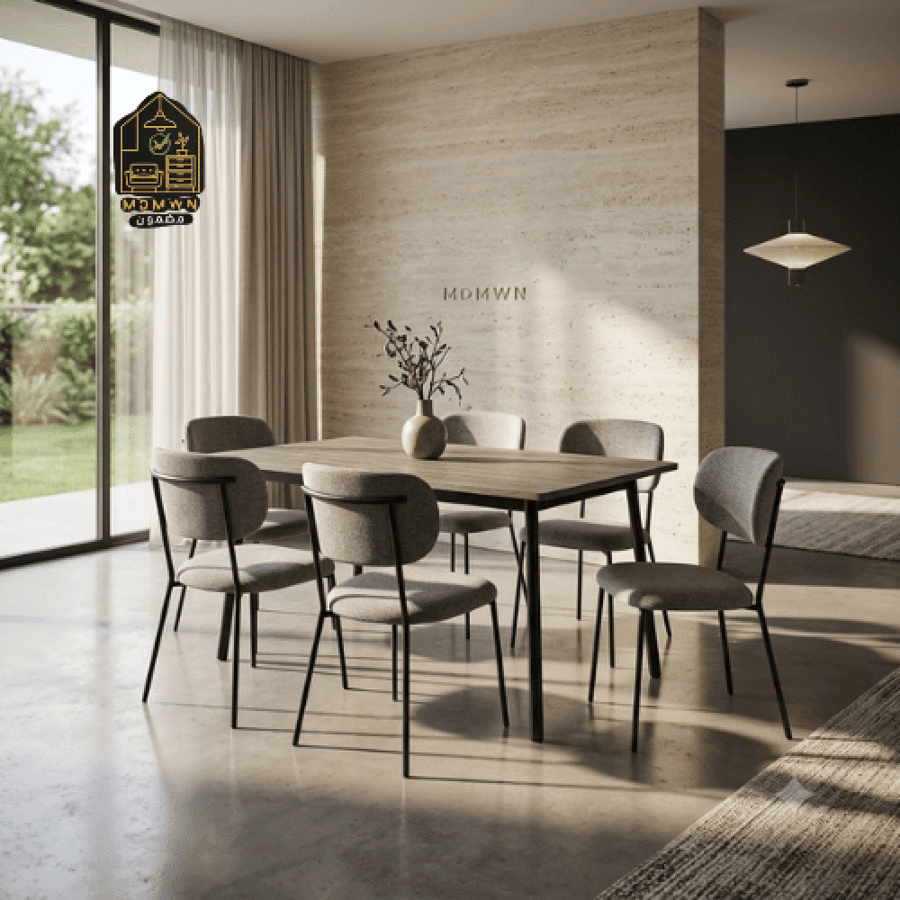 Wooden dining table with 6 chairs