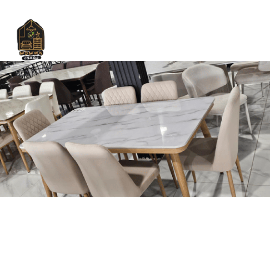 Marble dining table with 6 luxury chairs