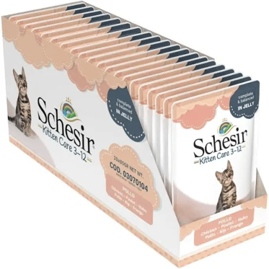 شيزر كيتن - كرتون اظرف بالدجاج للقطط الصغيرة 20 * 85 جم – طعام رطب للقطط | Schesir Kitten - Box 20 Pouches Chicken Wet Cat Food 20 * 85g