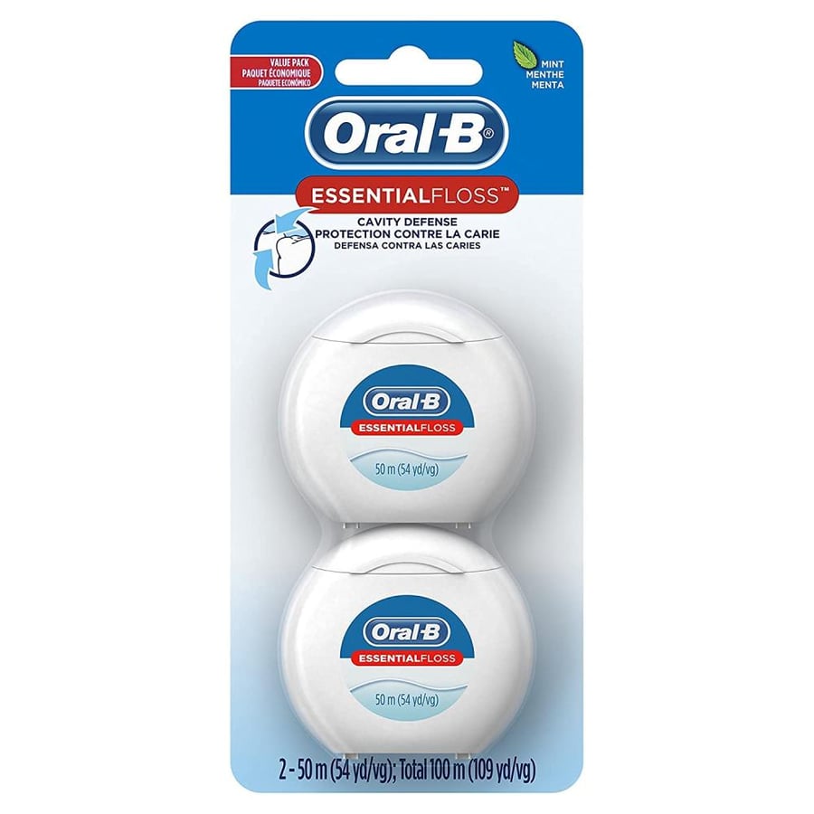 Oral-B Essential Waxed Dental Floss 50 Meters, 2-Pack Value Pack