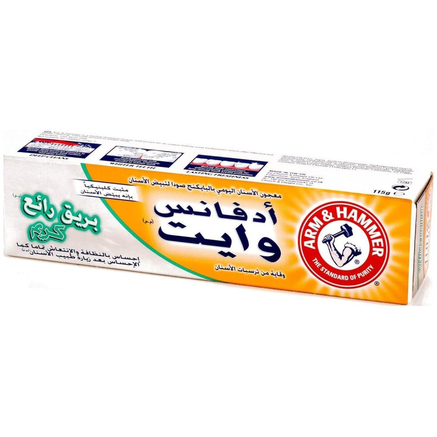ارم اند هامر ادفانس وايت معجون اسنان كريم بريق رائع 115 جرام
