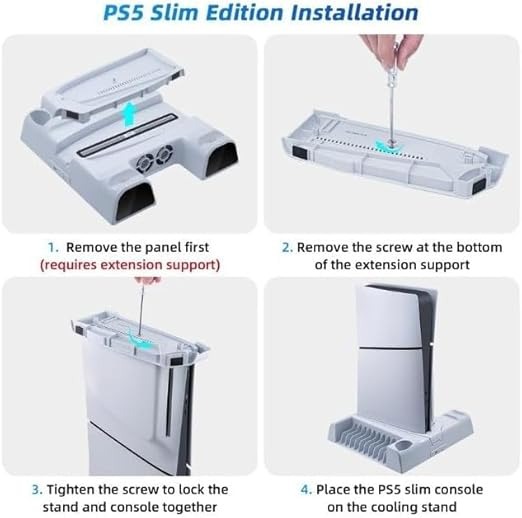 قاعدة PS5 DOBE 5 في 1 RGB – تبريد + شحن يد + تنظيم كامل للكونسول